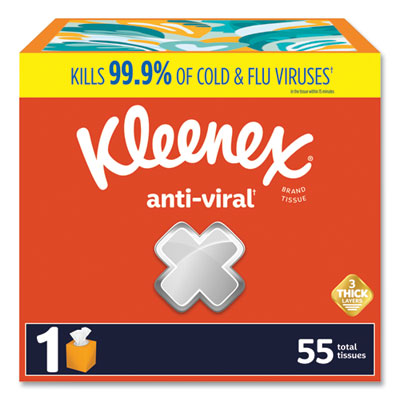 Anti-Viral Facial Tissue, 3-Ply, White, 55 Sheets/Box, 27 Bo