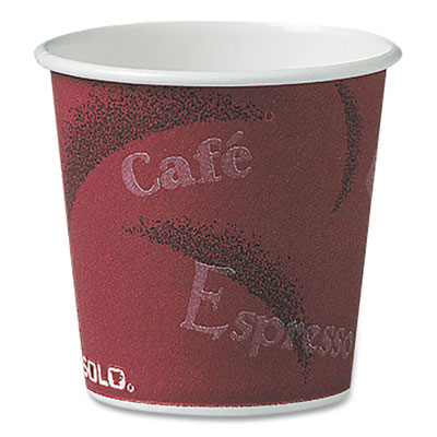 Single-Sided Poly Paper Hot Cups, 4 oz, Bistro Design, 50/Pa