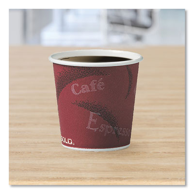 Single-Sided Poly Paper Hot Cups, 4 oz, Bistro Design, 50/Pa