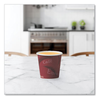 Single-Sided Poly Paper Hot Cups, 4 oz, Bistro Design, 50/Pa