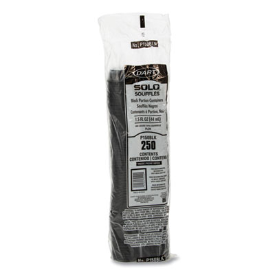 Portion Containers, 1.5 oz, Plastic, Black, 250/Bag, 10 Bags