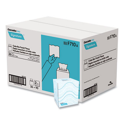Signature Facial Tissue, Cube Box, 2-Ply, White, 90 Sheets/B