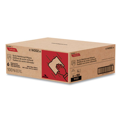 Tuff-Job Scrim Reinforced Wipers, 4-Ply, 9.75 x 16.75, White
