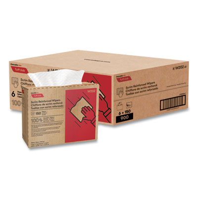 Tuff-Job Scrim Reinforced Wipers, 4-Ply, 9.75 x 16.75, White