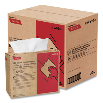 Tuff-Job Double Recrepe Wipers, 9.75 X 16.5, White, 100/box,