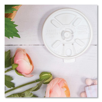 Lift n' Lock Plastic Hot Cup Lids, Fits 10 oz Hot Cups, Whit