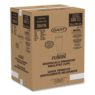 Fusion Escape Foam Hot/cold Cups, 20 Oz, Brown/black, 500/ca