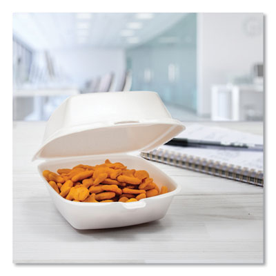 Foam Hinged Lid Containers, 5.38 X 5.5 X 2.88, White, 500/ca