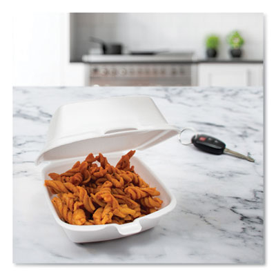 Foam Hinged Lid Containers, 5.38 X 5.5 X 2.88, White, 500/ca