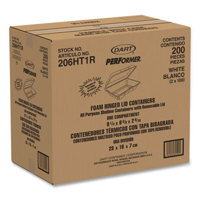 Foam Hinged Lid Containers, 6.4 X 9.3 X 2.6, White, 200/cart