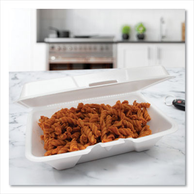 Foam Hinged Lid Containers, 6.4 X 9.3 X 2.6, White, 200/cart
