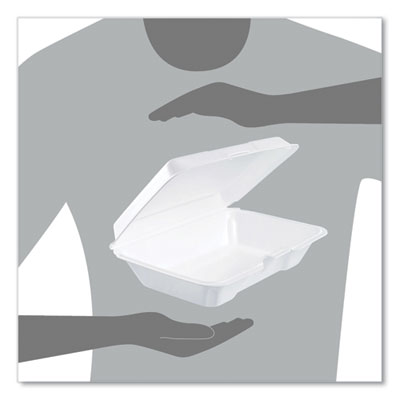 Foam Hinged Lid Containers, 6.4 X 9.3 X 2.6, White, 200/cart