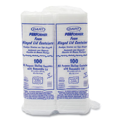 Foam Hinged Lid Containers, 6.4 X 9.3 X 2.6, White, 200/cart