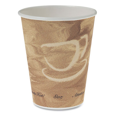 Mistique Polycoated Hot Paper Cups, 8 oz, Brown, 50/Sleeve,