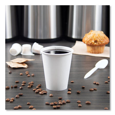 Single-Sided Poly Paper Hot Cups, 8 Oz, White, 50/bag, 20 Ba