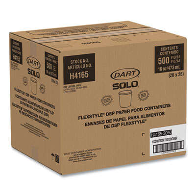 Flexstyle Double Poly Paper Containers, 16 oz, White, Paper,