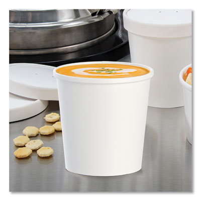 Flexstyle Double Poly Paper Containers, 16 oz, White, Paper,