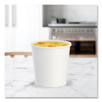 Flexstyle Double Poly Paper Containers, 16 oz, White, Paper,