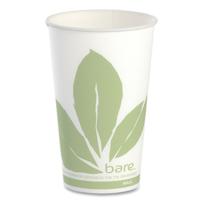 Bare Eco-Forward Paper Cold Cups, ProPlanet Seal, 16 oz, Gre