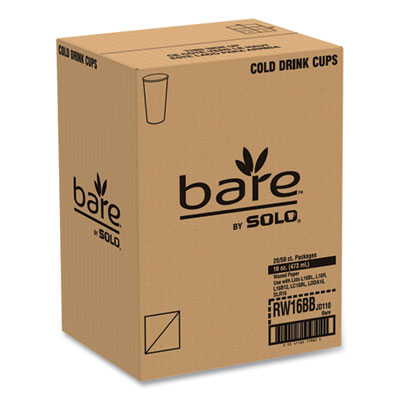 Bare Eco-Forward Paper Cold Cups, ProPlanet Seal, 16 oz, Gre