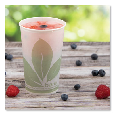 Bare Eco-Forward Paper Cold Cups, ProPlanet Seal, 16 oz, Gre