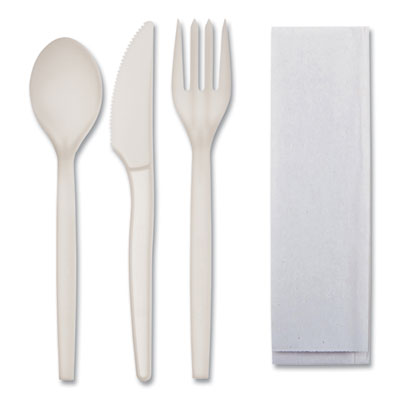 EcoSense Renewable PSM Wrapped Cutlery Kit, Fork/Knife/Napki