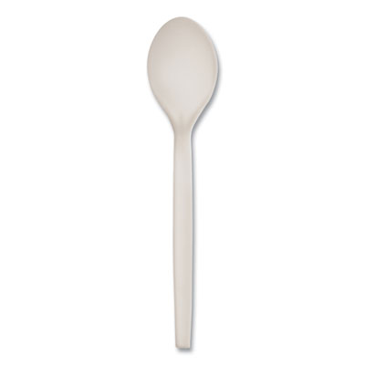 EcoSense Renewable Plant Starch Cutlery, Spoon, Plastic, Cre