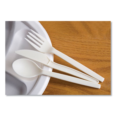 EcoSense Renewable Plant Starch Cutlery, Spoon, Plastic, Cre