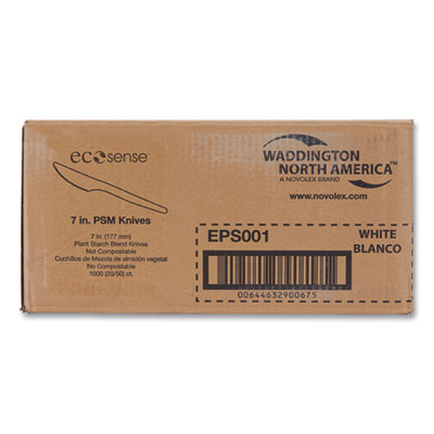 EcoSense Renewable Plant Starch Cutlery, Knife, Plastic, Cre