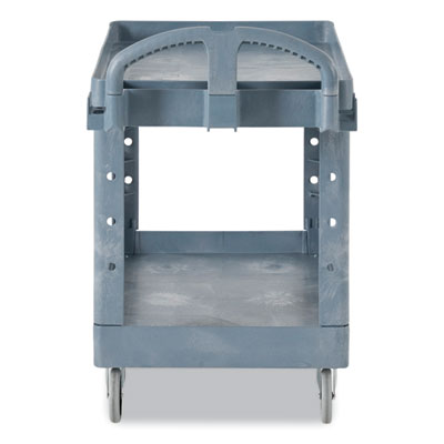 BRUTE Heavy-Duty Ergo Handle Utility Cart, Plastic, Two Shel