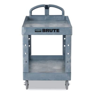 BRUTE Heavy-Duty Ergo Handle Utility Cart, Plastic, Two Shel