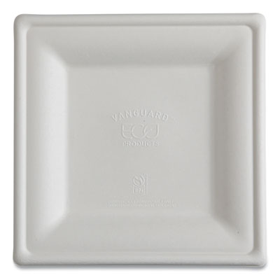 Vanguard Renewable and Compostable Sugarcane Plates, 10 x 10