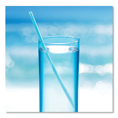Marine Biodegradable Straws, 7.75", Ocean Blue,  6,000/Carto