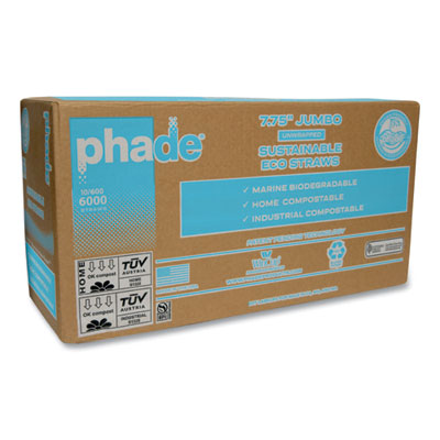 Marine Biodegradable Straws, 7.75", Ocean Blue, 6,000/Carton