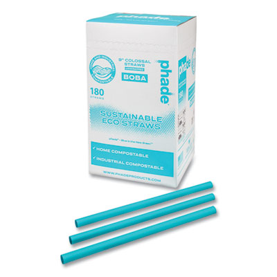 Marine Biodegradable Straws, Boba Straw, 9", Ocean Blue, 720
