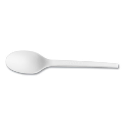 White CPLA Cutlery, General Purpose Spoon, Plastic, 1,000/Ca