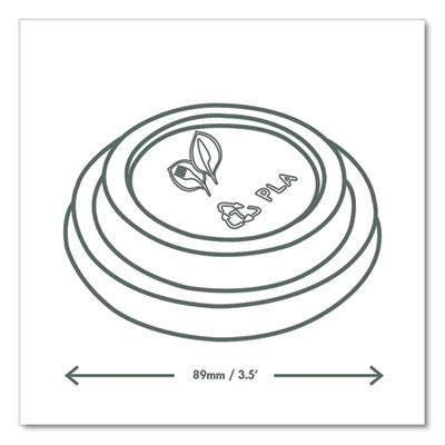 89 Series Hot Cup Lids, Fits Vegware 89-Series Hot Cups, Pla