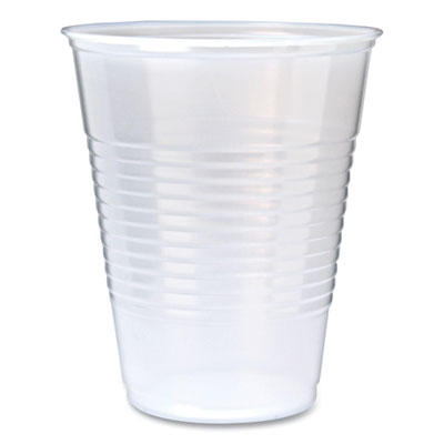 RK Ribbed Cold Drink Cups, 9 oz, Plastic, Clear, 100/Sleeve,