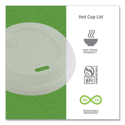 EcoLid Renewable/Compostable Hot Cup Lids, Fits 8 oz Hot Cup