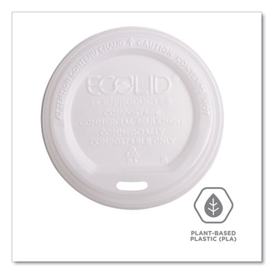 EcoLid Renewable/Compostable Hot Cup Lids, Fits 10 oz to 20