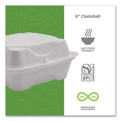 Vanguard Renewable And Compostable Sugarcane Clamshells, 6 X