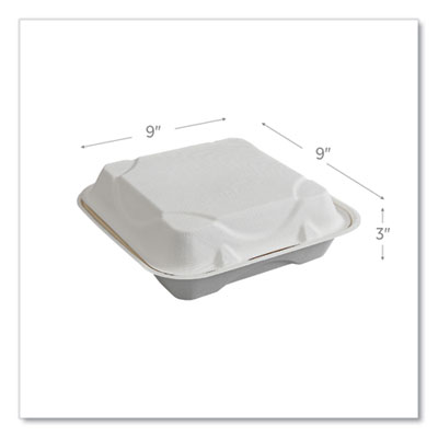 Vanguard Renewable and Compostable Sugarcane Clamshells, 9 x