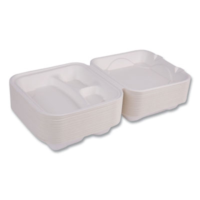 Vanguard Renewable and Compostable Sugarcane Clamshells, 3 C