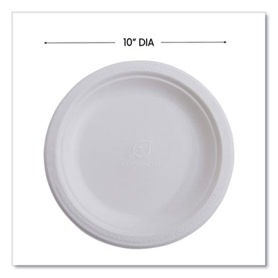 Vanguard Renewable And Compostable Sugarcane Plates, 10" Dia