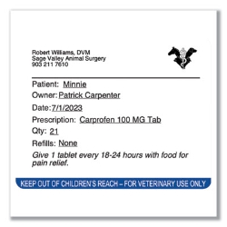 Veterinary Prescription Labels for LabelWriter Label Printer
