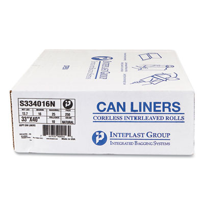 High-Density Commercial Can Liners, 33 gal, 16 mic, 33" x 40