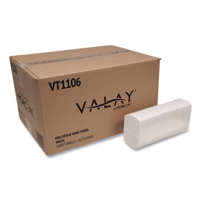 Valay Multi-Fold Towels, 1-Ply, 9.05 x 9.25, White, 250/Pack