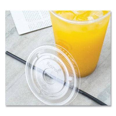 PET Lids, Flat with Straw Slot, Fits 32 oz Cold Cups, Plasti