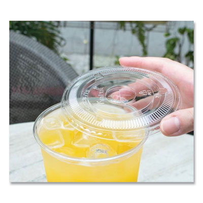 PET Lids, Flat with Straw Slot, Fits 32 oz Cold Cups, Plasti
