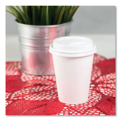 Hot Cup Lids, Sipper Lid, Fits 8 oz Hot Cups, Plastic, White